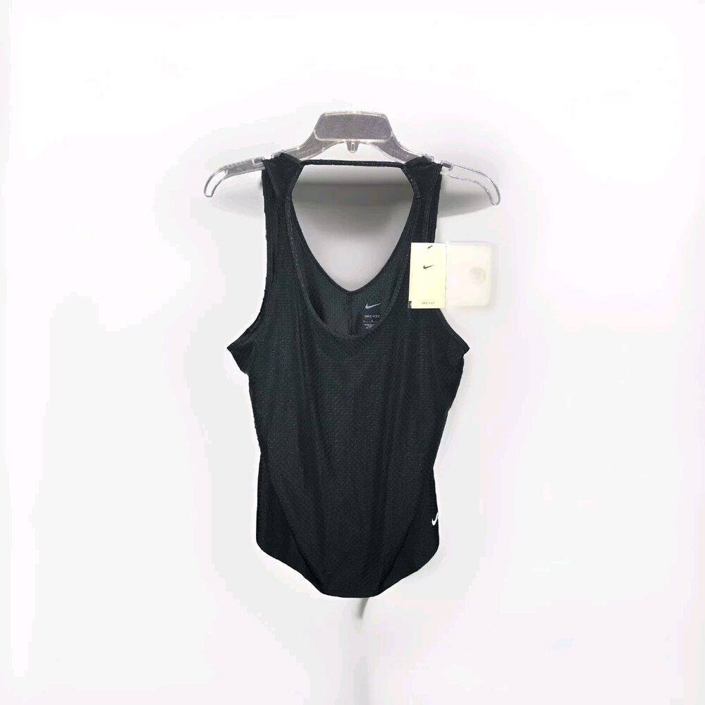 Nike Women's Athletic Tank Top Shirt Large Black Sleeveless Vented Holes Scoop V